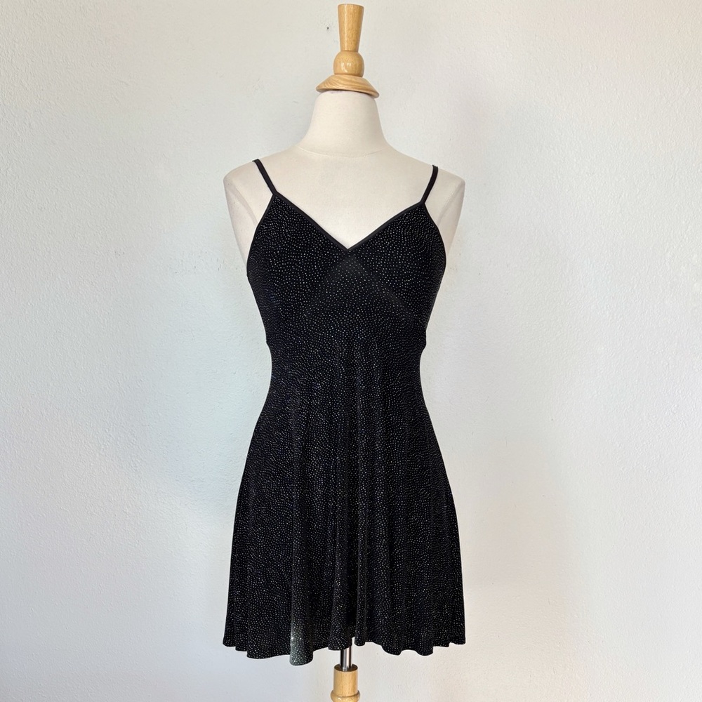 Vintage 90s Black and Silver Sparkle Mini Cocktail Dress